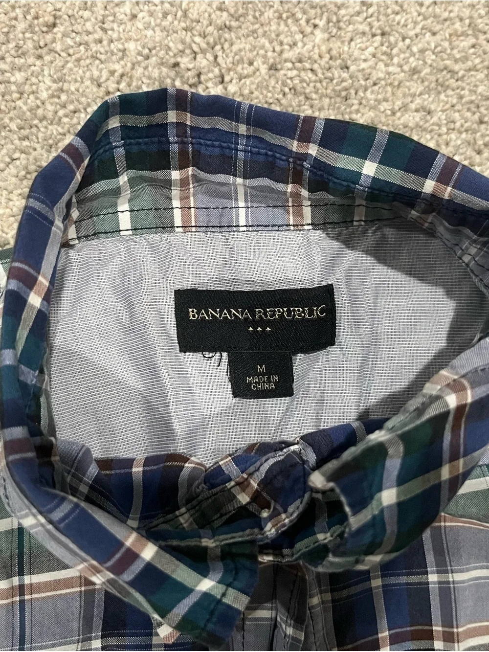 Banana Republic Blue and Green Plaid Button-Down Shirt